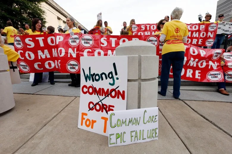 Signs at a protest over Common Core standards at the Tennessee Education Summit in September 2014