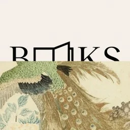 A woman lies down reading a book, with the word "BOOKS" in large white letters and a stylized open book icon replacing the letter "O.