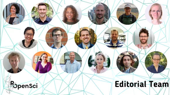 Pictures of 17 people that are part of the software peer review editorial team